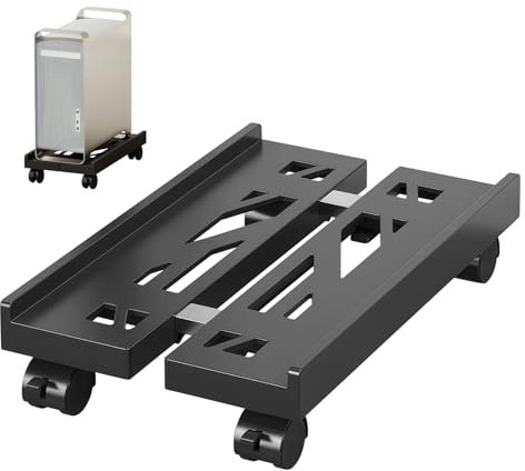 Support Tour PC, Support PC sous Bureau, Support Tour PC sous Bureau, Support Ordinateur Bureau, Support D'ordinateur avec 4 Roues, Chariot de Support de Tour PC pour La Plupart des PC, Universel
