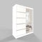 Easy4You 120 cm Modern Sliding 2 Doors White Wardrobe L3 Wardrobe with Mirror for Bedroom Furniture Set with Clothes Rail Storage