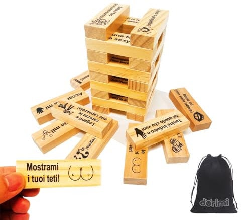 DORIMI Italiano Gioco Erotico Torre in Legno 48 Pezzi – Giochi Hot per Adulti, Torre della Passione Piccante, Giochi Erotici Coppie, Gioco di Coppia in Italiano (48 pezzi)