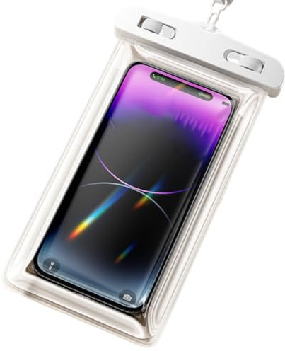 RAMGLYO Pochette Étanche Smartphone, Housse Waterproof Téléphone Portable avec Lanière, Idéale pour Plongée, Natation, Plage et Piscine (Blanc)