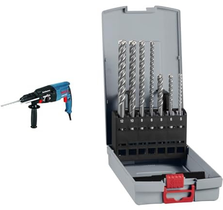 Bosch Professional Rotary Hammer GBH 2-26 F + 7X PRO SDS plus-5X Hammer Drill Bit Set (for Concrete, Lime and Sand Bricks, Ø 5-12 mm)