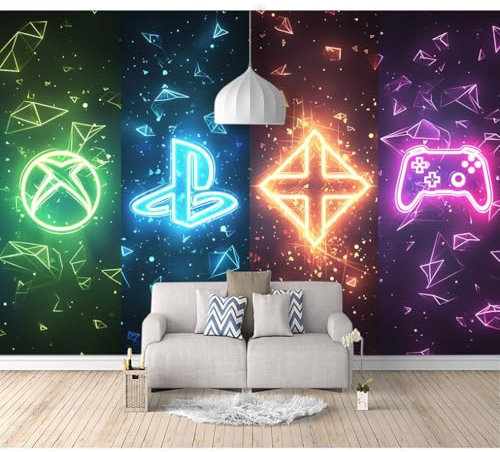 Fototapete 3D Effekt selbstklebend Gamer-Controller 100x70cm Wandtapete Für Wohnzimmer Schlafzimmer Büro Flur Tapete Kinderzimmer