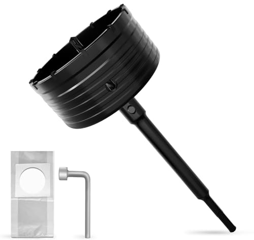METOTY Foret SDS Plus - 125 mm - Avec adaptateur SDS Plus - Couronne de forage de 220 mm - Pour maçonnerie, brique, béton, ciment, pierre