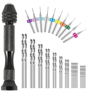 Mandouer 36-teiliges Handbohrer-Set mit HSS Mini-Bohrern und PCB-Bohrern | 0,5-3,0 mm Spiralbohrer und 0,3-1,2 mm PCB-Mikrobohrer für Modellbau, Holz, Bastelarbeiten und Elektronik