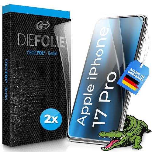 Crocfol DIEFOLIE für Apple iPhone 17 Pro [2 St.] - selbstheilende Premium 5D Langzeit-Premium-Schutzfolie Made in Germany (Casefriendly)
