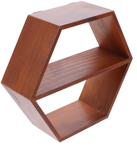 CVUTOVO Sechseckiges Wandregal aus Holz mit Ablagefläche Dekoratives Waben design Wandmontierter Aufbewahrungshalter für Kleine Gegenstände Platzsparendes Wandregal für Wohnzimmer und