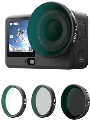 TELESIN Kit di Filtri per DJI Osmo Action 6 – VND 2-32 ND Variabile, CPL UV, Montaggio Rapido, Vetro Ottico HD Multistrato, Accessorio per Viaggio, Sport e Video Cinematografico | Supporto a sgancio rapido | Fogli antiappannamento inclusi | Per immersioni e snorkeling fino a 60 m | Uso quotidiano