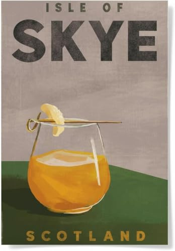 Close Up The Whiskey Ginger Poster Scotch Cocktail Isle of Skye Retro Design Kunstdruck auf seidenmattem Papier, verschiedene Größen, 50 cm x 70 cm, ungerahmt