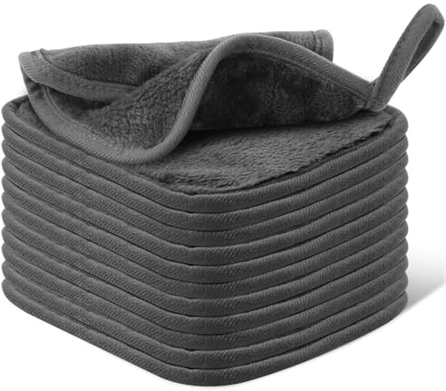 INFICRIME Makeup Remover Cloth, Ultra Soft and Reusable Microfiber Makeup Remover Towels for All Skin Types, Remove Instantly Dirt with Just Water, 6 x 6 Inch, 12 Pack, Grey