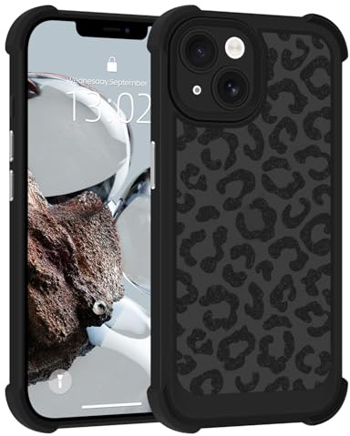 Nuxiady Hülle für iPhone 15 mit Leopard Muster, Schwarz | Aesthetic Weiche Cover, Silikon Handyhülle, Dünne Bumper, Stoßfeste Kratzfestes, Schutzhülle für Mädchen Frauen