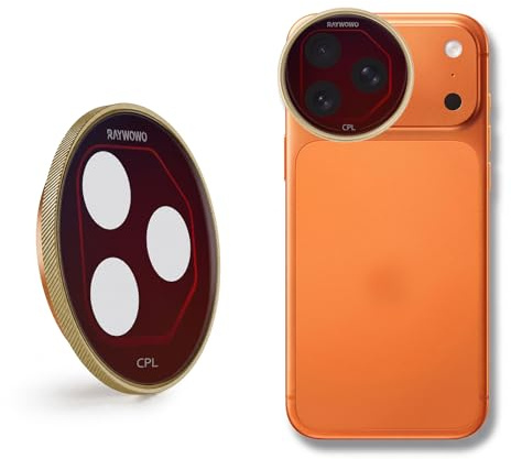 Polarisationsfilter CPL für iPhone 17 Pro Max & 17 Pro | 9,5g Ultraleichter Polfilter mit Snap-On Halterung, AGC Glas mit 28-facher Nano-Vergütung für reflexionsfreie Fotos (Orange)