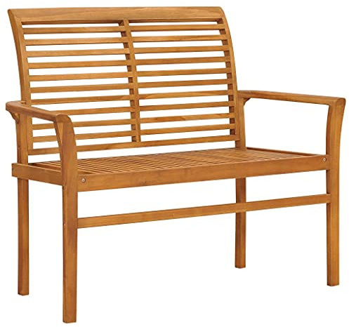 kithwjll Gartenbank 112 cm Massivholz Teak wetterfest, Holzbank Outdoor Sitzbank ohne Lehne für Balkon, Garten und Terrasse, robuste Bank Garten mit wasserbasiertem Finish