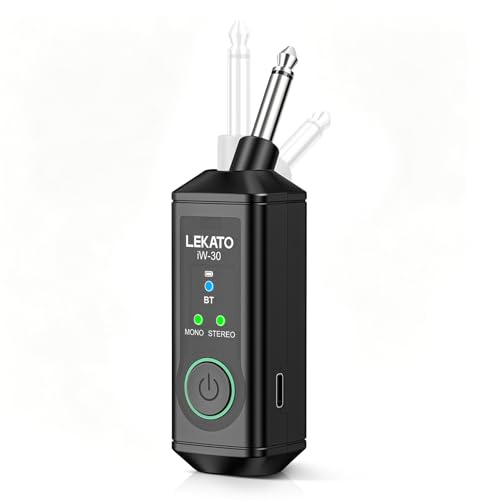 LEKATO iW-30 Bluetooth-Empfänger mit 6,35 mm Klinkenstecker, Mono/Stereo Wireless Audio Receiver, 15 Std. Spielzeit für Verstärker, PA-Systeme, Keyboard und Mischpult