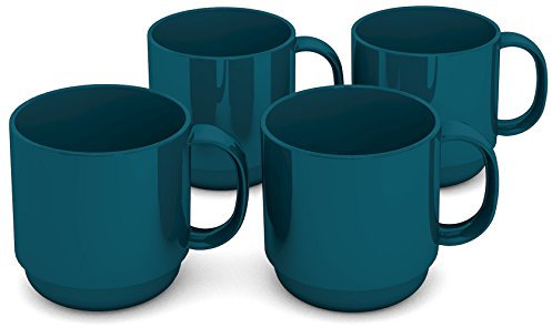 Ornamin Becher 220 ml petrol, 4er Set | hochwertiger Kaffeebecher aus Kunststoff