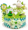 MomsStory - Windeltorte neutral | Schaf Spieluhr | Baby-Geschenk zur Geburt Taufe Babyshower | 1 Stöckig (Grün) Baby-Boy & Baby-Girl mit Spielzeug Lätzchen Schnuller & mehr