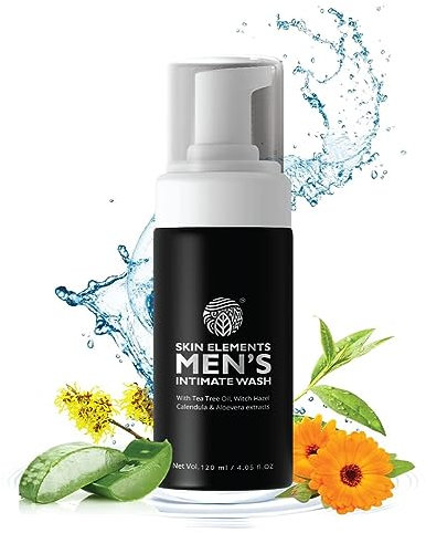Skin Elements Intimate Wash for Men with Tea Tree Oil (4.05 fl. oz.) | pH Balanced Foaming Hygiene Wash | Prevents Itching, Irritation & Bad Odor