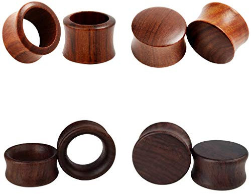 TBOSEN Set of 4 Paars Holz Gauges Ohr Tunnels Double Flare Ohr Plugs Expander Body Piercing Schmuck