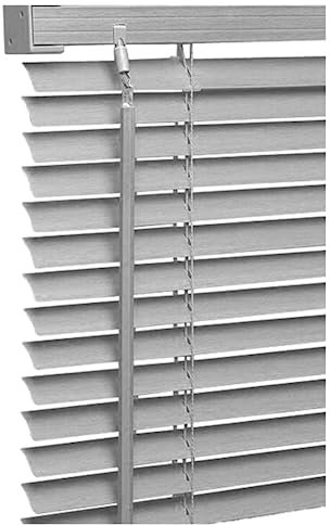 New PVC Wood Effect Venetian Blinds,Easy Fit Window Blind White 45cm to 180cm Home Office (60cm(Height) - 150cm(Drop), Grey-PVC)