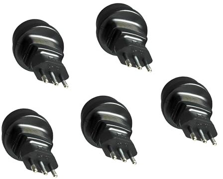 DINIC Reisestecker, Stromadapter Stecker Italien auf Schutzkontakt-Buchse, Netzadapter 3-polig IT (5 Stück, schwarz)