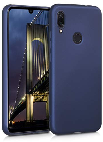 kwmobile Funda para Xiaomi Redmi Note 7 / Note 7 Pro Carcasa - Case TPU y Silicona Ultrafino - Antigolpes con Bordes elevados - Apto Carga inalámbrica - Azul Metalizado