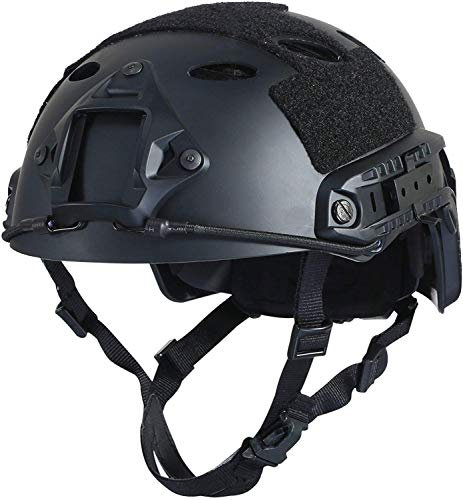 LOOGU Airsoft Helm Ops Core Schutzhelm Taktischer Helm (Typ Fast BJ & PJ) mit Pads und Seitenschienen Sturzhelm für Freizeit Outdoor Paintball