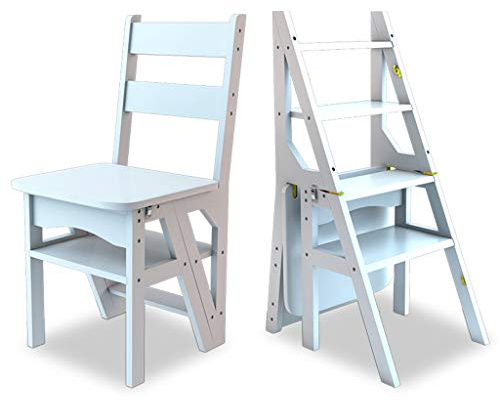 JHome-Scale pieghevoli Scaletta ascendente a 4 gradini Sedia da Pranzo Pieghevole a Doppio Uso per Adulti e Bambini Basi della Biblioteca Scaffale per Piante Max. 200 kg Bianco