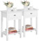 Yaheetech Lot de 2 Tables de Chevet Blanc Bois Table de Nuit Tables d'appoint avec Tiroir et étagère de Rangement pour Chambre Salon Bureau