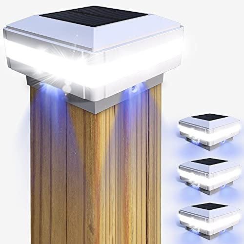 GEYUEYA Home Pfostenkappen Solar Licht, Zaunpfosten Lampe, Säulenlampe, Landschaft Außen IP65 Wasserdicht für Holzpfosten, Plattform, Patio, Zaun Beleuchtung (4 Stück)