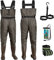 Croch Wathose für Herren Damen Anglerhose Wasserdicht PVC Nylon mit Gummi Watstiefel Größe 38-47 Perfekt Watthose und Angelhose (Braun, 40)