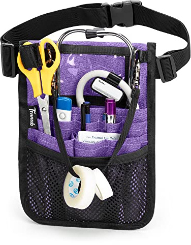 Trunab Krankenschwester Gürteltasche mit Mehreren Fächern, Lila | Organizer für Medizinisches Zubehör Wie Schere, Klebeband, Stethoskop, Thermometer, Stilltasche