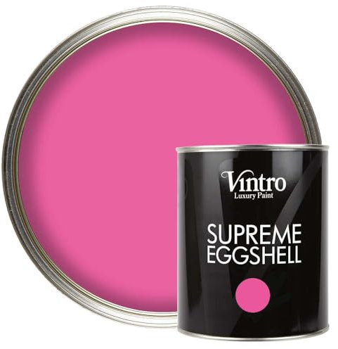 Vintro Paint | Hot Pink Eggshell Paint | for Walls | Wood | Trim | Satin Furniture Paint | 1 Litre (Belladonna - Hot Pink)