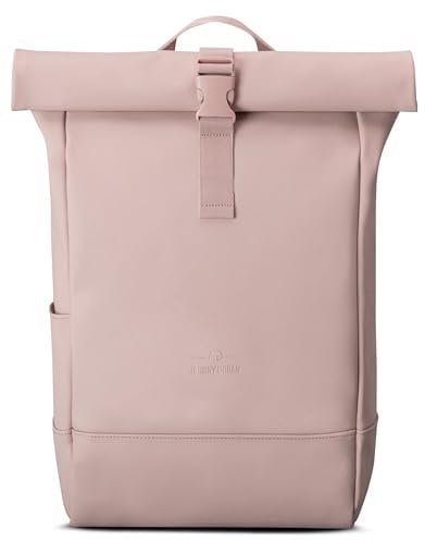 Johnny Urban Rucksack Damen Rosa - Harvey Medium - Rolltop Mit Laptopfach für Uni Business City - 15L - Matte PU Beschichtung - Wasserabweisend