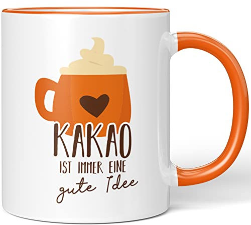 JUNIWORDS Tasse, Kakao ist Immer eine Gute Idee, Wähle Farbe, Orange