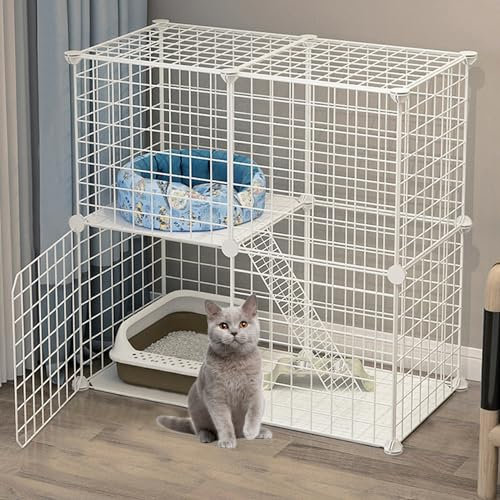 BNOSDM Katzenkäfig für den Innenbereich, Abnehmbarer Metall-Kleintierkäfig, DIY-Design, Kätzchen-Laufstall für Haustiere, Welpen, Frettchen, Kaninchen, Igel, Meerschweinchen