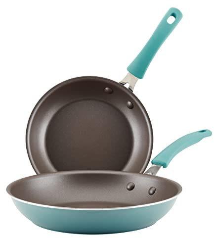 Rachael Ray Cook + Create Bratpfannen-Set, antihaftbeschichtet, 24,6 cm und 29,5 cm, Agave Blue
