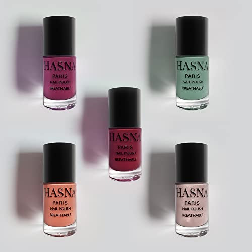 Hasna Paris - Halal Nagellack – Kollektion – Öko-Verantwortung – Glanz und langer Halt – einfach aufzutragen – 5 x 6 ml (SUMMER)