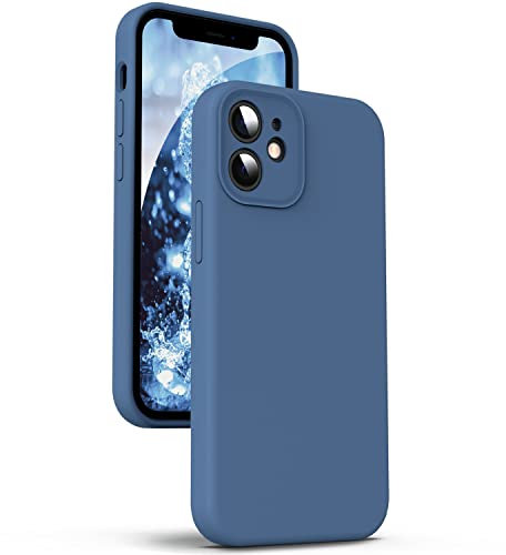 Supdeal Liquid Silikon Hülle für iPhone 12, [Kameraschutz] [Mikrofaser] [3 Schicht Schützen] Flüssige Silikon Handyhülle, Ultra Dünn und Bequem zu halten Schutzhülle, 6,1 Zoll, Blau