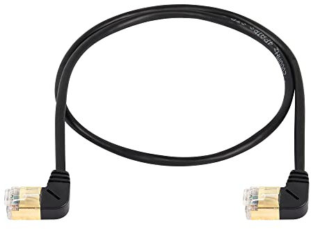 SinLoon RJ45 Cat8 Ethernet-Kabel, 90-Grad-Stecker auf Stecker, Hochgeschwindigkeits-Cat8-Netzwerkkabel, 40 Gbit/s 2000 MHz SFTP-Patchkabel für Router-Modem-Server (Right to Right)