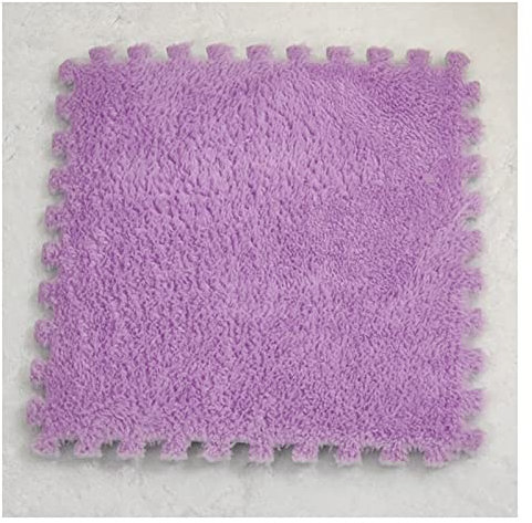 10 Ineinandergreifende Schaumstoff-Teppichfliesen, 30 X 30 cm Plüsch-Puzzle-Bodenmatte, Schalldichte Bodenfliesen Für Wohnzimmer, Schlafzimmer, Spielzimmer,Lila,THK 10MM