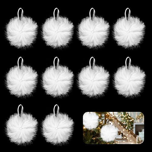 JINXIAN 10 stücke Weiß Feder Anhänger Christbaumschmuck Weihnachts Dekoration für Kostüme Geburtstag Hochzeit Baby Shower Muttertag Weihnachten Party Dekoration