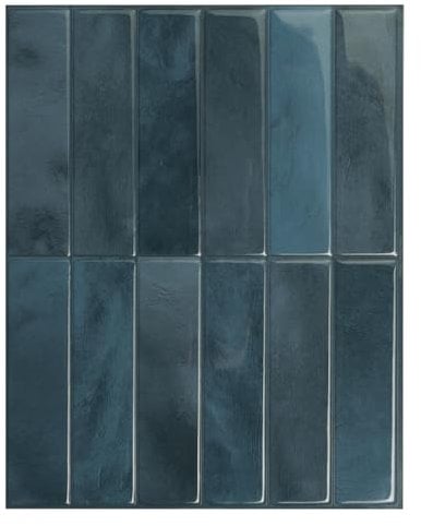Smart Tiles Klebefliesen Küche und Bad – Morocco Blau, Fliesenaufkleber 3D, Küchenrückwand Selbstklebend, Wandpaneele, 5 Fliesen (29.02x22.86 cm), Einfach zu Montieren, Wasserfest, Made in Kanada