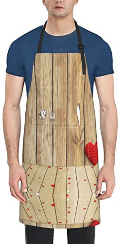 ADFSHIDS Weihnachts-Fensterbank, Unisex-Schürze, verstellbar, wasserdicht, mit 2 Taschen zum Kochen, Grillen und Backen, Love Heart, One size