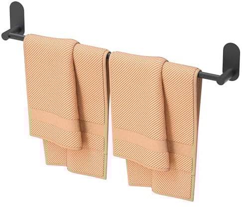 HITSLAM Handtuchhalter Bad ohne Bohren Schwarz Matt 60 CM, Badezimmer Handtuchhalter Edelstahl SUS304 Handtuchstange, Moderne Wohndekoration Badetuchhalter Handtuchhalter Selbstklebend