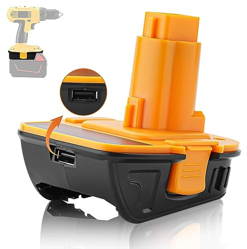 FcotMiue DCA1820 Battery Adapter with USB Port Replacement for Dewalt 18V to 20V Adapter Convert Dewalt DCB200 DCB184 20V Lithium Battery to 18V DC9098 DC9096 XRP NiCd & NiMh Battery Tools