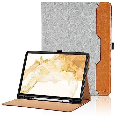 Funda para Samsung Galaxy Tab S8+ Plus 2022/Tab S7 FE 2021/Tab S7+Plus 2020 12.4 PU Leather Ángulos Ajustables Tablet Case Incorporado para S Pen con Bolsillo y Reposo/Activación - Gris