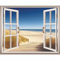 Sticker Trompe l’oeil Fenêtre Sable | adhésifs Effet 3D | Stickers muraux Chambre adulte - Sticker Mural 3D - Vue panoramique - Adhesif Mural Trompe l'oeil Chambre (70x57 cm)