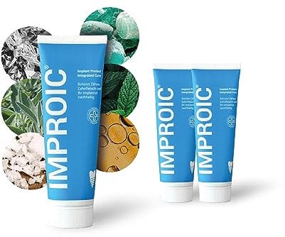 IMPROIC Zahncreme für Zahnimplantate (3er Pack) | Mit medizinischem Mikrosilber & funktionalen Naturstoffen | Schützt Zähne und Zahnimplantate effektiv für Entzündungen