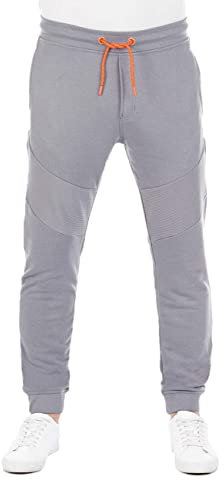 riverso Jogginghose Herren Baumwolle lang RIVVito Sweatpants Trainingshose Freizeithose Sporthose Jogger Biker, Größe:L, Farbe:Ash Grey