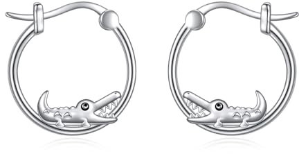 POPLYKE Krokodile Ohrringe für Frauen Sterling Silber Reif-Ohrringe Niedlicher Tierschmuck Geschenk für Mädchen (Krokodile)