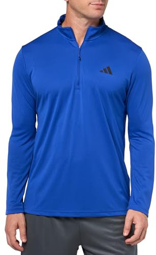adidas Men's Train Essentials Quarter-Zip Long Sleeve T-Shirt, Semi Lucid Blue, S